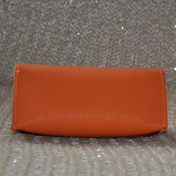 TORY BURCH Orange Sun Glasses Case Gold Tone Logo - Picture 3 of 7